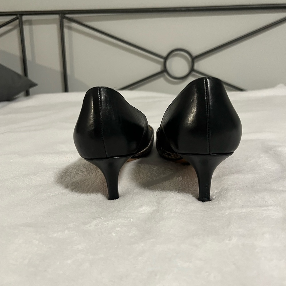 Club Monaco black and snakeskin leather kitten heels - Picture 2 of 7